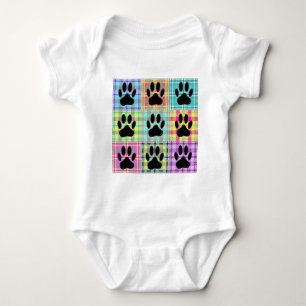 Dog Paw Pattern Quilt Baby Bodysuit