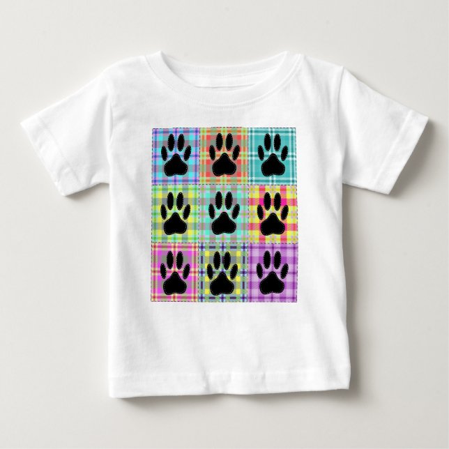 Dog Paw Pattern Quilt Baby T-Shirt (Front)