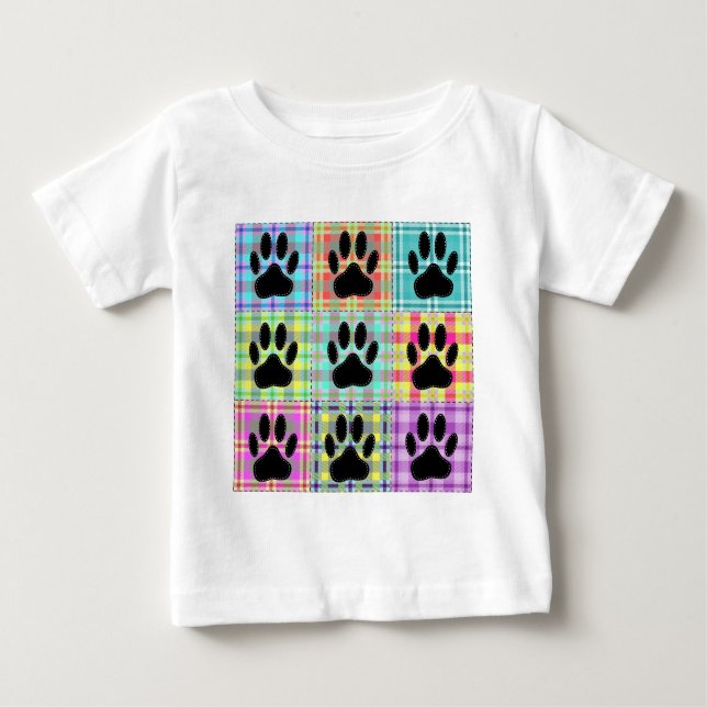 Dog Paw Pattern Quilt Baby T-Shirt (Front)