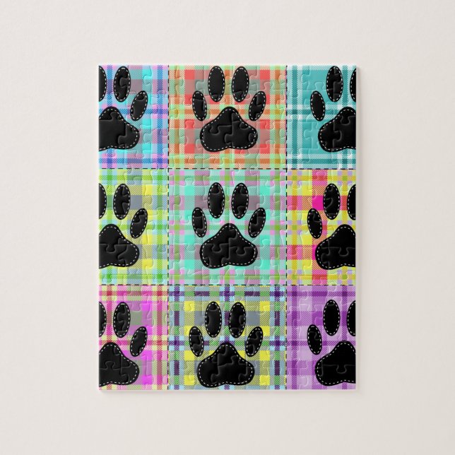 Dog Paw Pattern Quilt Jigsaw Puzzle (Vertical)