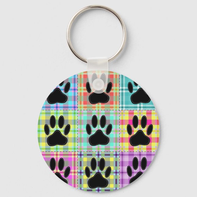 Dog Paw Pattern Quilt Key Ring (Front)