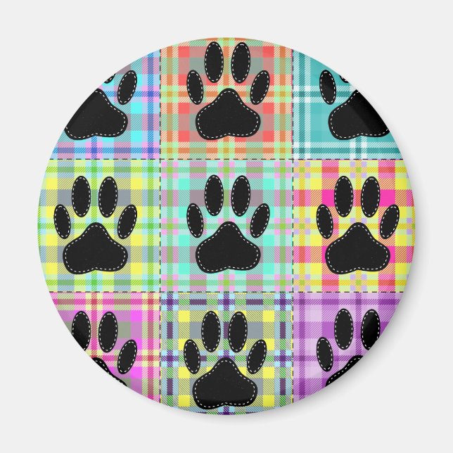 Dog Paw Pattern Quilt Magnet (Front)