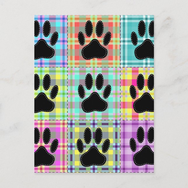 Dog Paw Pattern Quilt Postcard (Front)