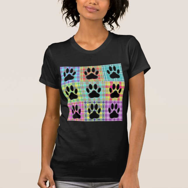 Dog Paw Pattern Quilt T-Shirt (Front)