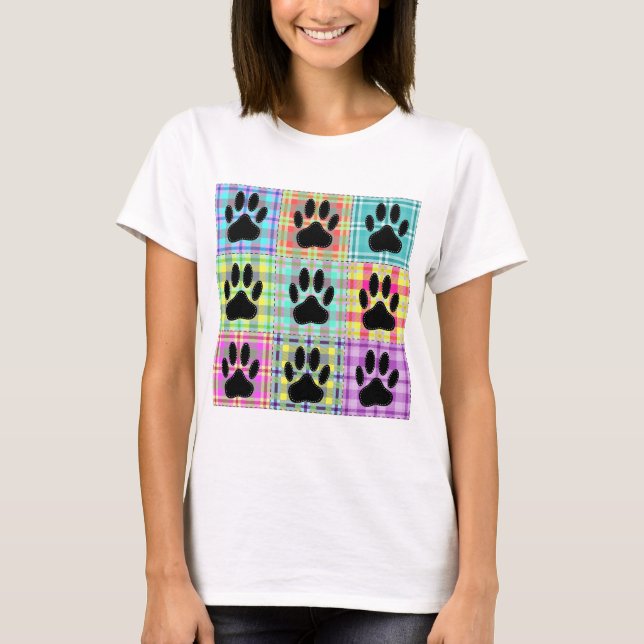 Dog Paw Pattern Quilt T-Shirt (Front)
