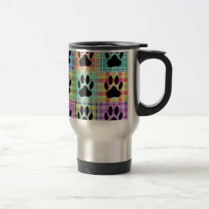 Dog Paw Pattern Quilt Travel Mug