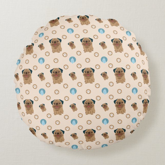 dog paw pattern round cushion (Front)
