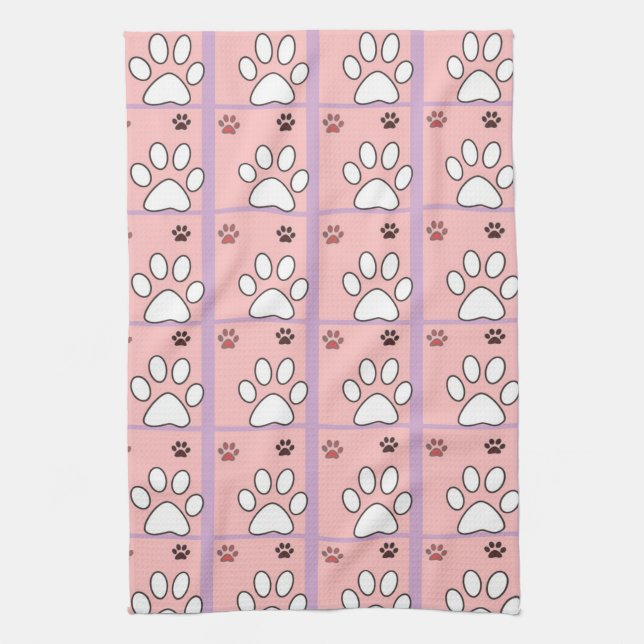 Dog Paw Pattern Tea Towel (Vertical)