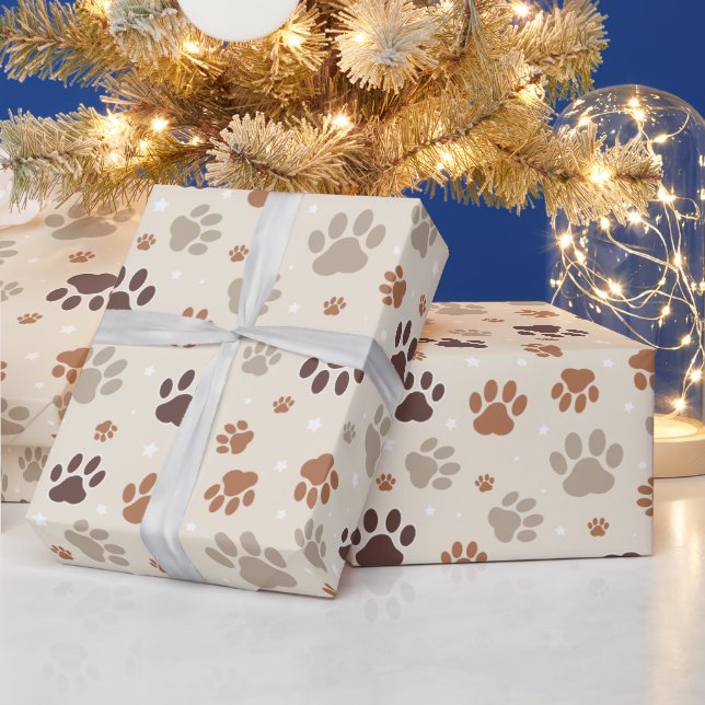 Dog Paw Pattern Wrapping Paper (Holidays)