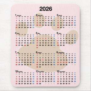 Dog Paw Print 2026 Calendar Mouse Pad