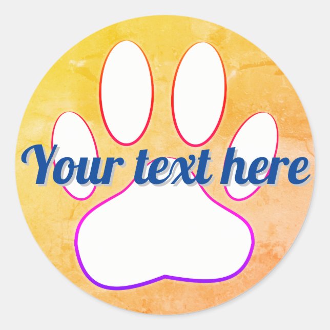 Dog Paw Print Add Custom Text Classic Round Sticker (Front)