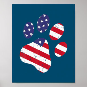Dog Paw Print American Flag USA Cute 4th Of July