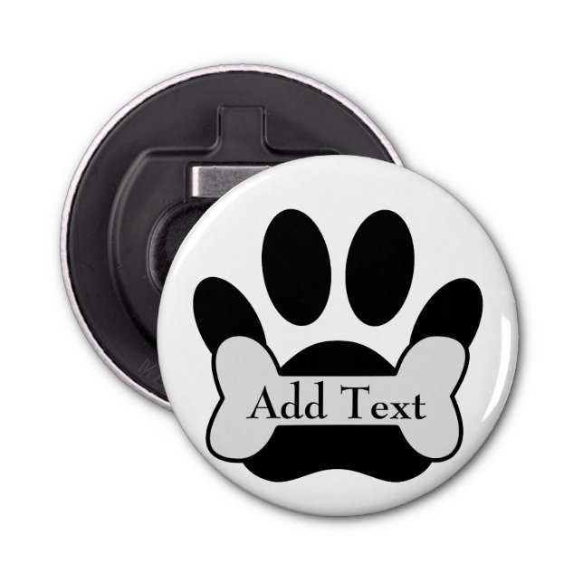 Dog Paw Print And Bone Bottle Opener (Front)