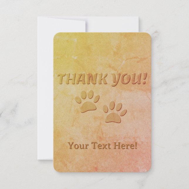 Dog Paw Print And Custom Text  Thank You Card (Front)