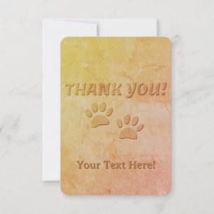 Dog Paw Print And Custom Text Thank You Card
