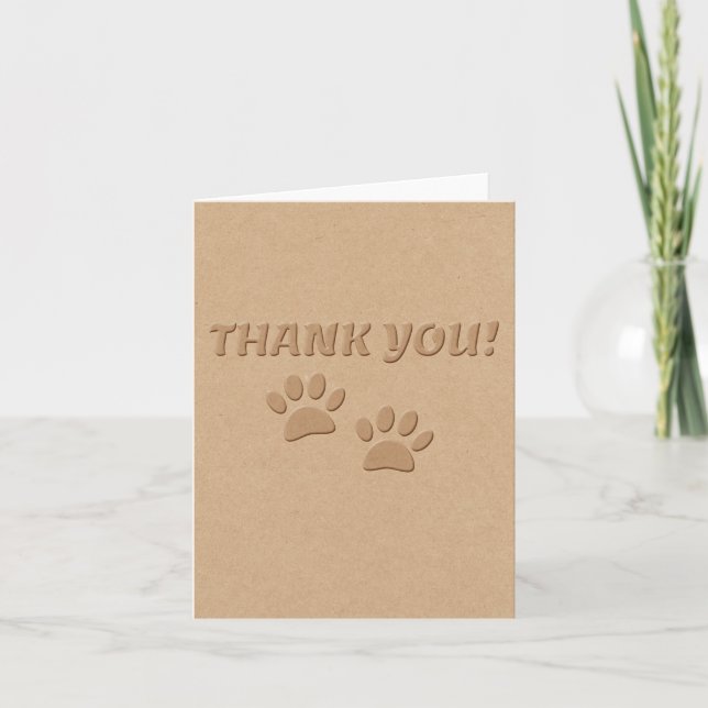 Dog Paw Print And Text  Thank You Card (Front)
