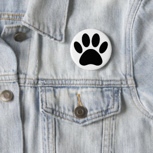 Dog Paw Print Art Black and White 6 Cm Round Badge