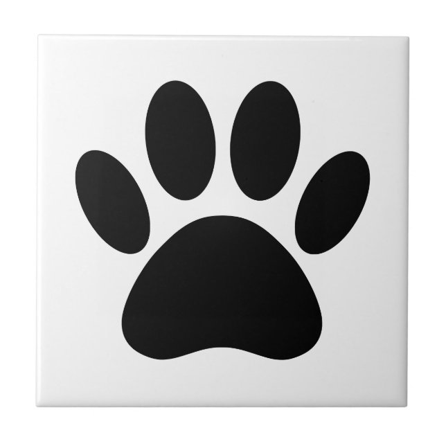 Dog Paw Print Art Black and White Ceramic Tile (Front)