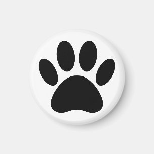 Dog Paw Print Art Black and White Magnet