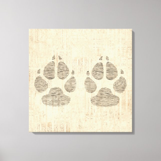 Dog Paw Print Art with Script Paper Background (Front)