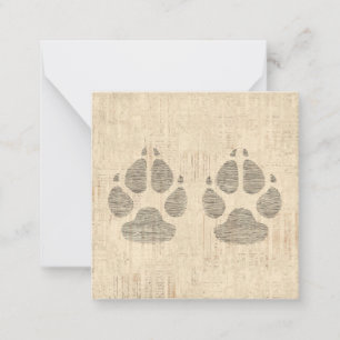 Dog Paw Print Art with Script Paper Background Card