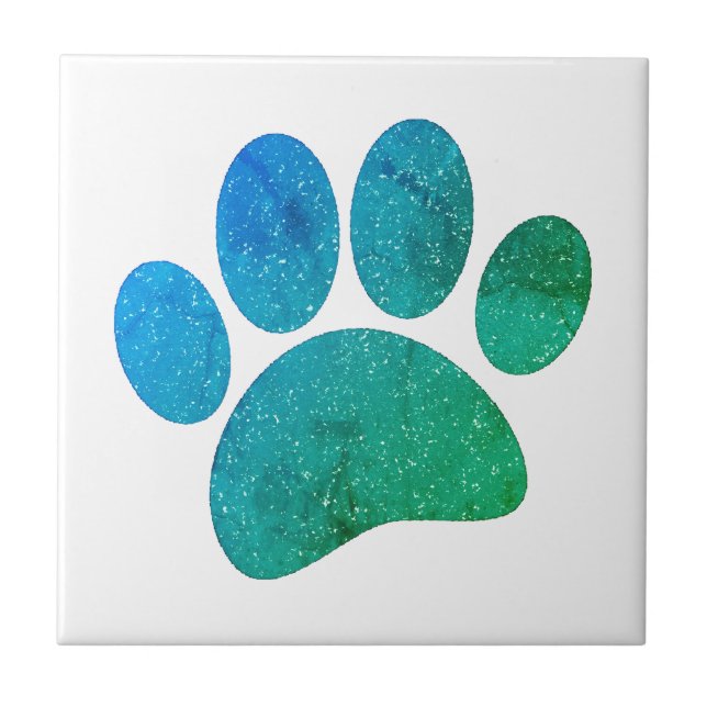 Dog Paw Print Cartoon Old Distressed Paper Print Ceramic Tile (Front)