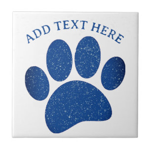 Dog Paw Print Cartoon Old Paper Print Ceramic Tile