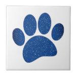 Dog Paw Print Cartoon Old Paper Print Ceramic Tile<br><div class="desc">A cute dog paw print. Old paper,  vintage effect applied to the image.
Custom ceramic tiles. Gift idea for dog lovers.</div>