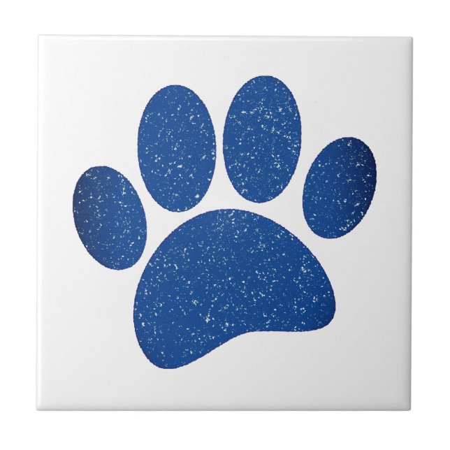 Dog Paw Print Cartoon Old Paper Print Ceramic Tile (Front)