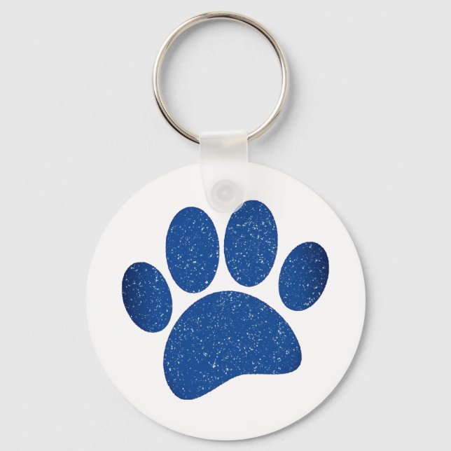 Dog Paw Print Cartoon Old Paper Print Key Ring (Front)