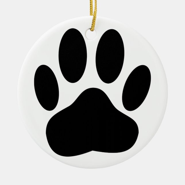 Dog Paw Print Ceramic Ornament (Front)