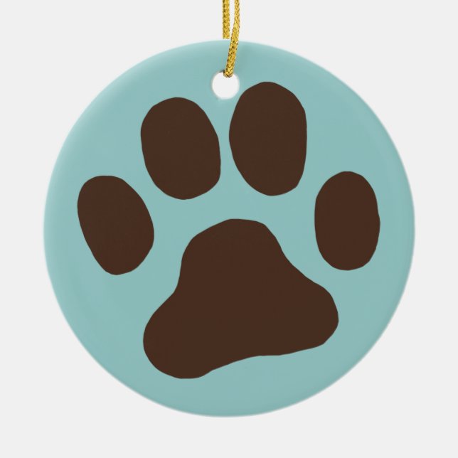 Dog Paw Print Christmas Holiday Xmas Ornament (Front)