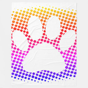 Dog Paw Print Colourful Halftone Background  Fleec Fleece Blanket