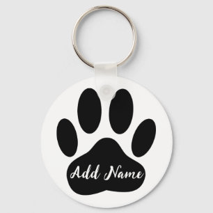 Dog Paw Print Custom Name Key Ring