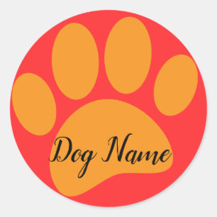 Dog Paw Print Custom Name Pet Classic Round Sticker