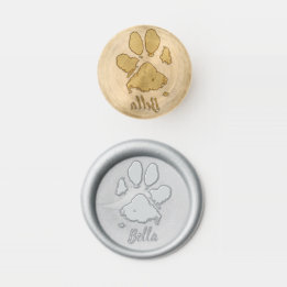 Dog Paw Print Custom Name Signature Wood Wax Seal Stamp