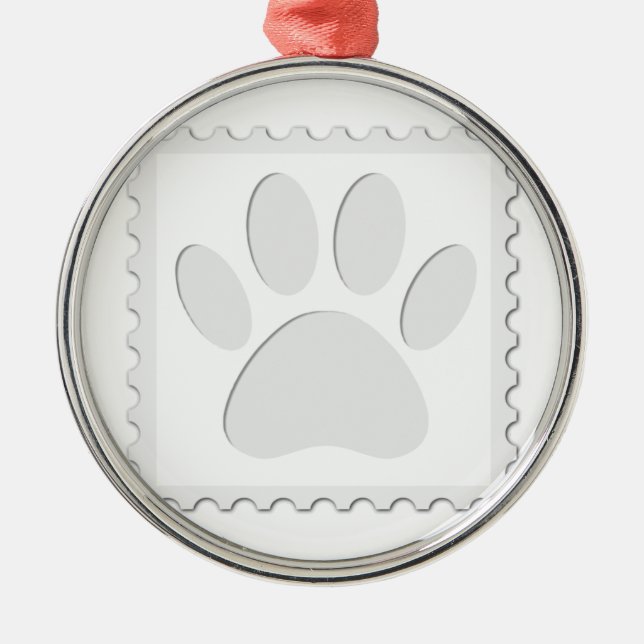 Dog Paw Print Cut Out Metal Ornament (Front)
