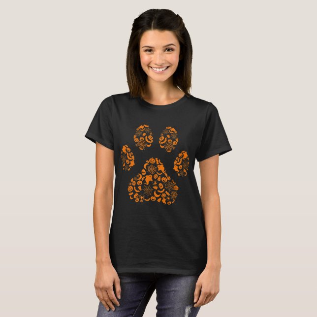 Dog Paw Print Halloween Puppy Footprint T-Shirt (Front Full)