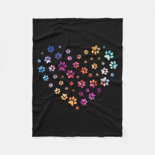 Dog Paw Print Heart Flying Paws Watercolor Rainbow Fleece Blanket
