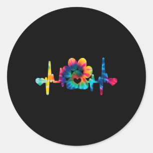 Dog Paw Print Heartbeat - Dog Paw Print Classic Round Sticker