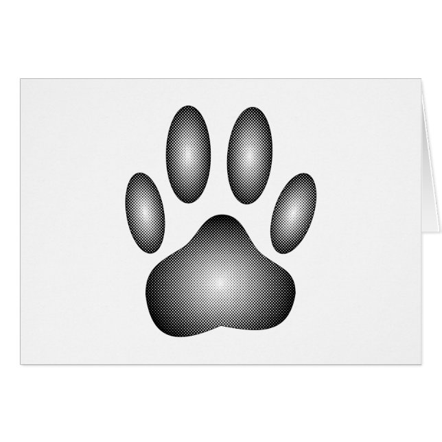 Dog Paw Print In Black and White Gradients (Front Horizontal)