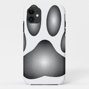 Dog Paw Print In Black and White Gradients iPhone 11 Case