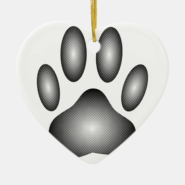 Dog Paw Print In Black and White Gradients Ceramic Ornament (Front)