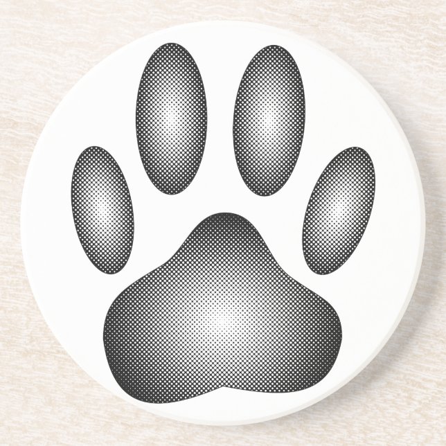 Dog Paw Print In Black and White Gradients Coaster (Front)