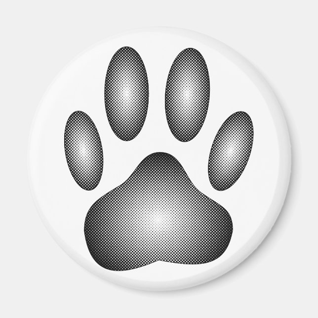 Dog Paw Print In Black and White Gradients Magnet (Front)