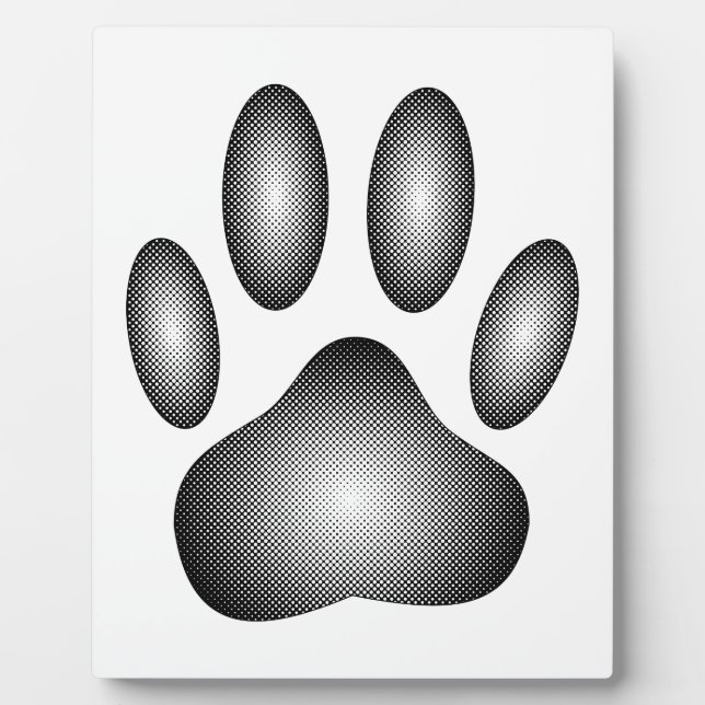 Dog Paw Print In Black and White Gradients Plaque (Front)