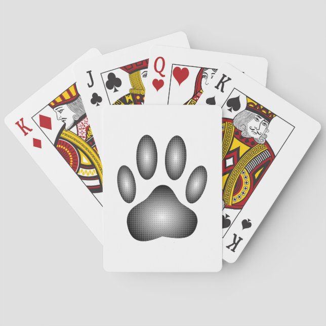 Dog Paw Print In Black and White Gradients Playing Cards (Back)