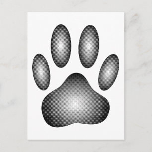 Dog Paw Print In Black and White Gradients Postcard