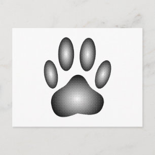 Dog Paw Print In Black and White Gradients Postcard