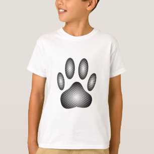 Dog Paw Print In Black and White Gradients T-Shirt
